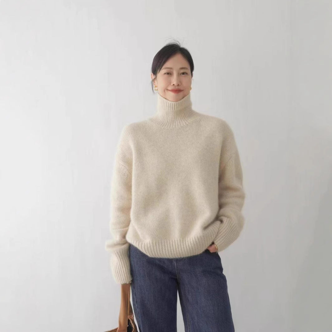 Damen Designer Rollkragenpullover aus hochwertiger Wolle Drune