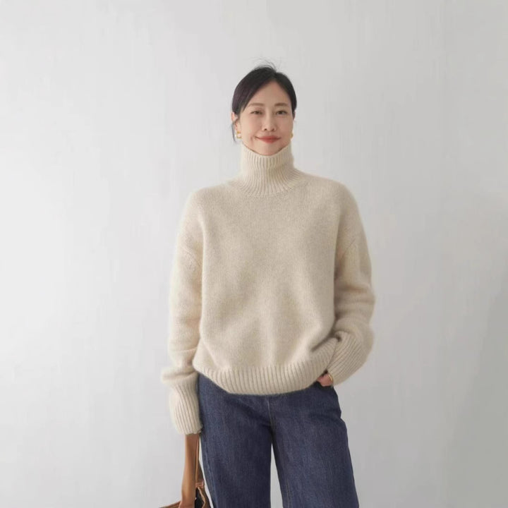 Damen Designer Rollkragenpullover aus hochwertiger Wolle Drune