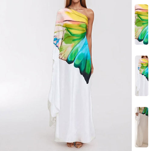 Damen Maxikleid mit asymmetrischem Design und kunstvollem Farbverlauf Drune