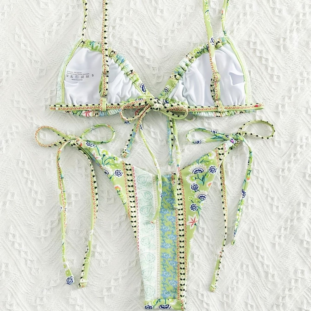 Damen Triangel-Bikini mit verspieltem Design und verstellbaren Trägern Drune