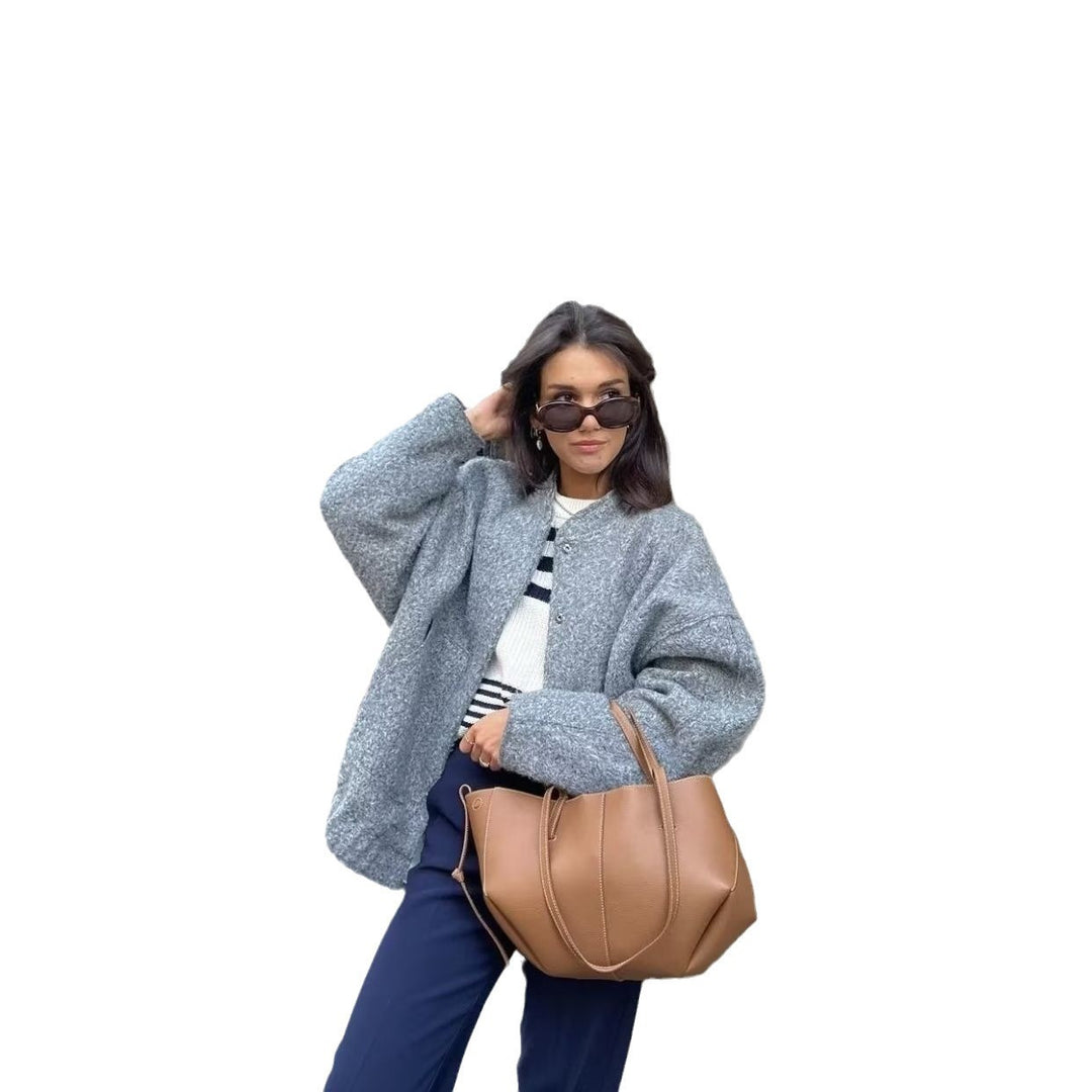 Damen lässige Oversized-Jacke aus hochwertigem Stoff Drune