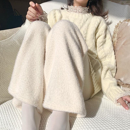 Damen Strick-Loungewear-Set mit elegantem Rollkragen und luxuriösem Materialien Drune