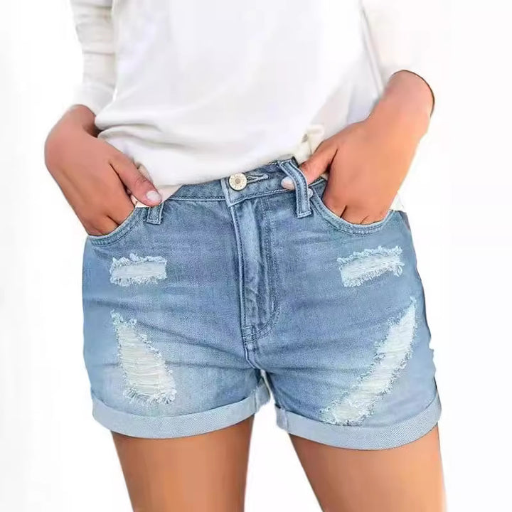 Damen Jeansshorts mit modischen Rissdetails und lässigem Schnitt Drune