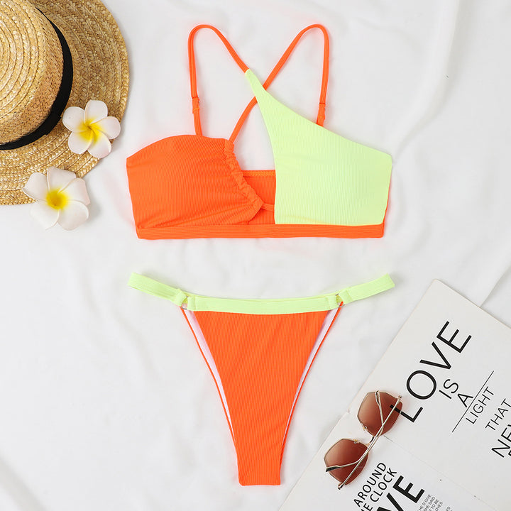 Damen Zweiteiliges Bikini-Set mit asymmetrischem Design Drune