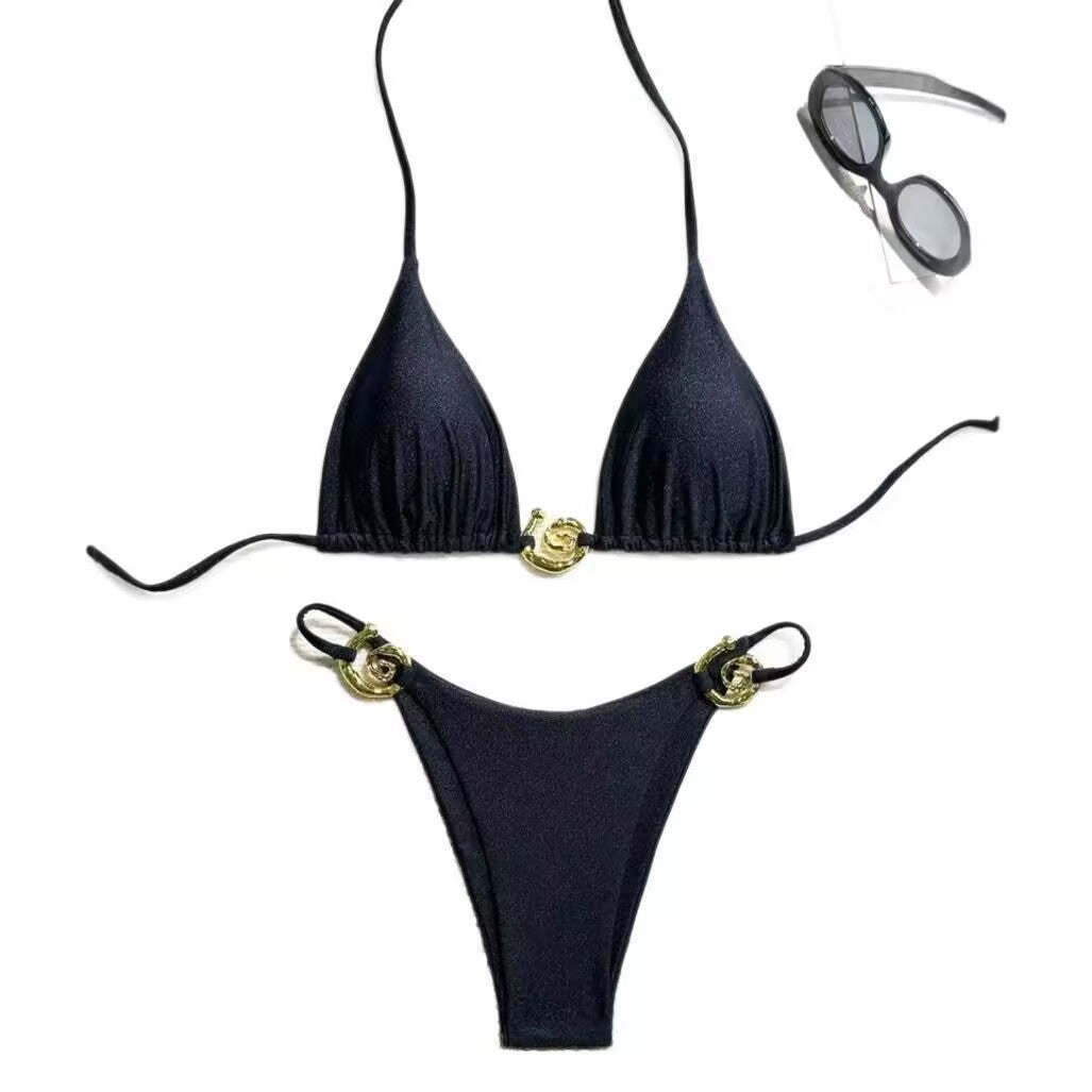 Damen Triangel-Bikini mit raffiniertem Gold-Detail Drune