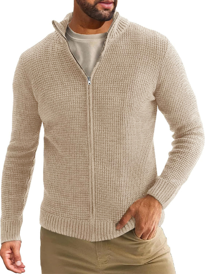 Herren Strickjacke mit hohem Kragen und praktischem Reißverschluss Drune
