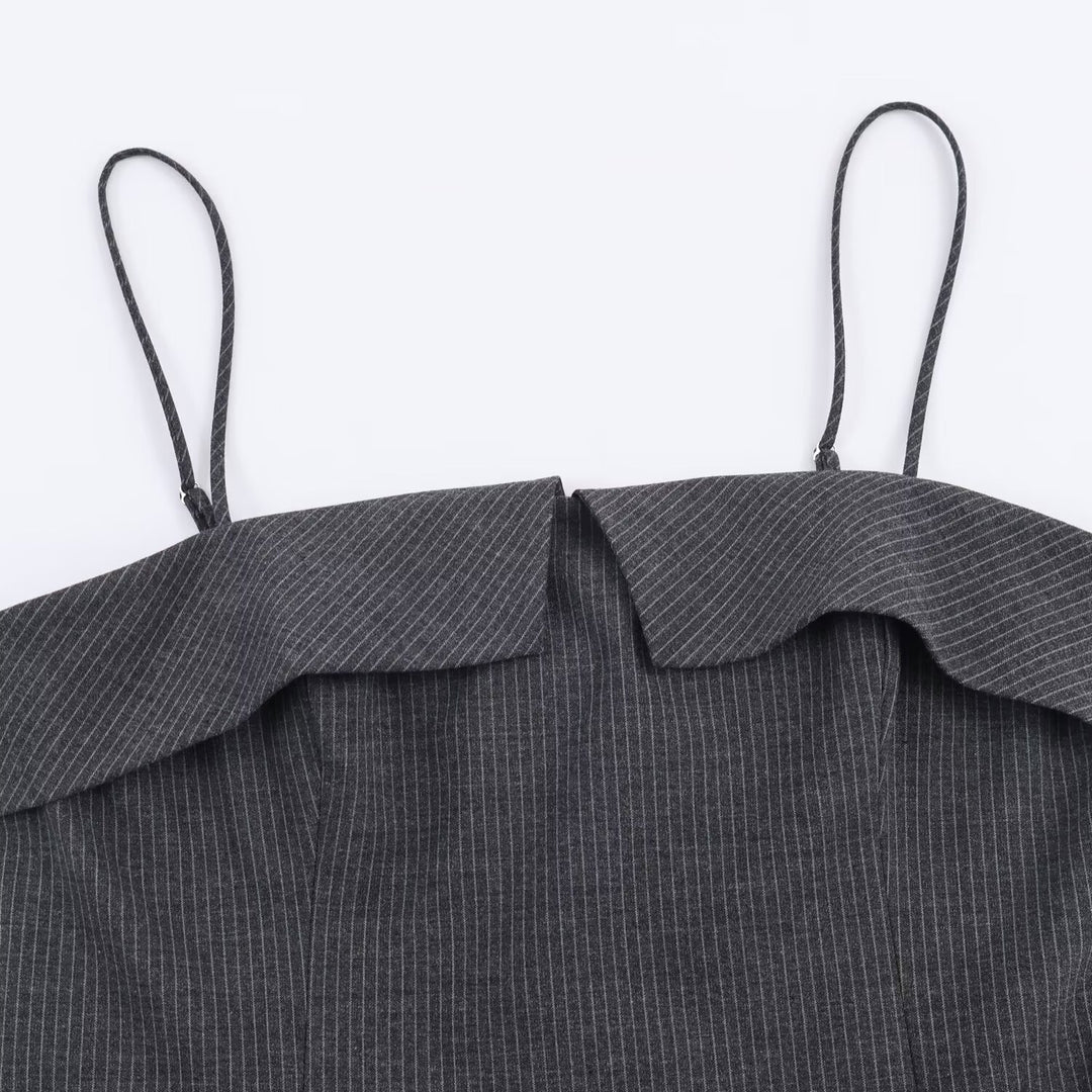 Damen Minikleid mit Rüschen und verstellbaren Trägern Drune