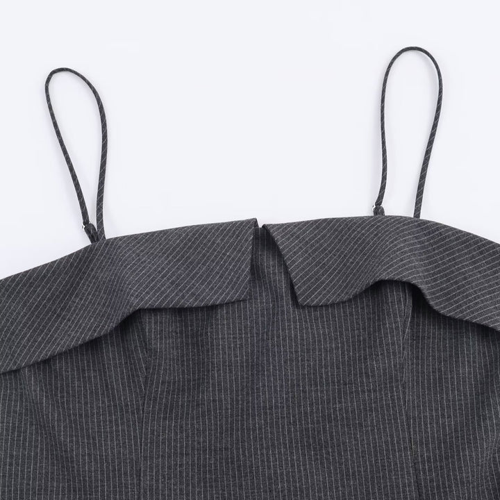 Damen Minikleid mit Rüschen und verstellbaren Trägern Drune