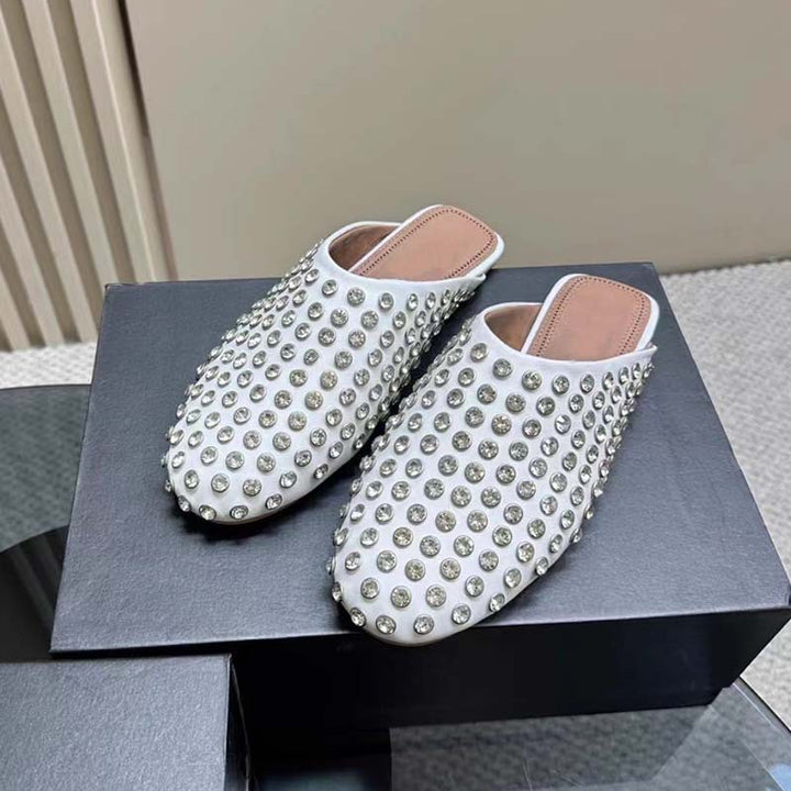 Damen mit Strass verzierten Slide Mules Drune