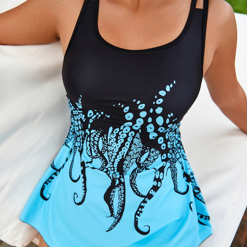 Damen Tankini-Set mit eleganter Flatteroptik und modernem Tiermotiv Drune