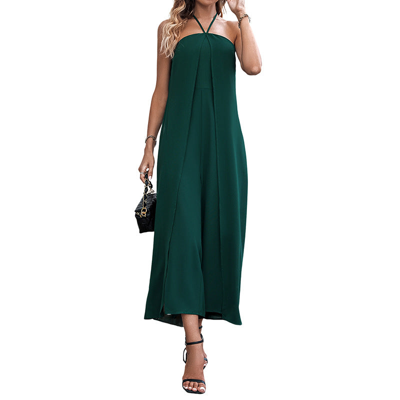 Damen eleganter Jumpsuit mit trägerlosem Design und weitem Schnitt Drune