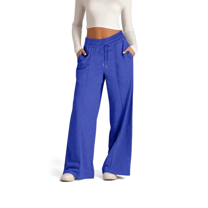 Damen lässige Palazzo-Hose mit elastischem Bund und Taschen Drune