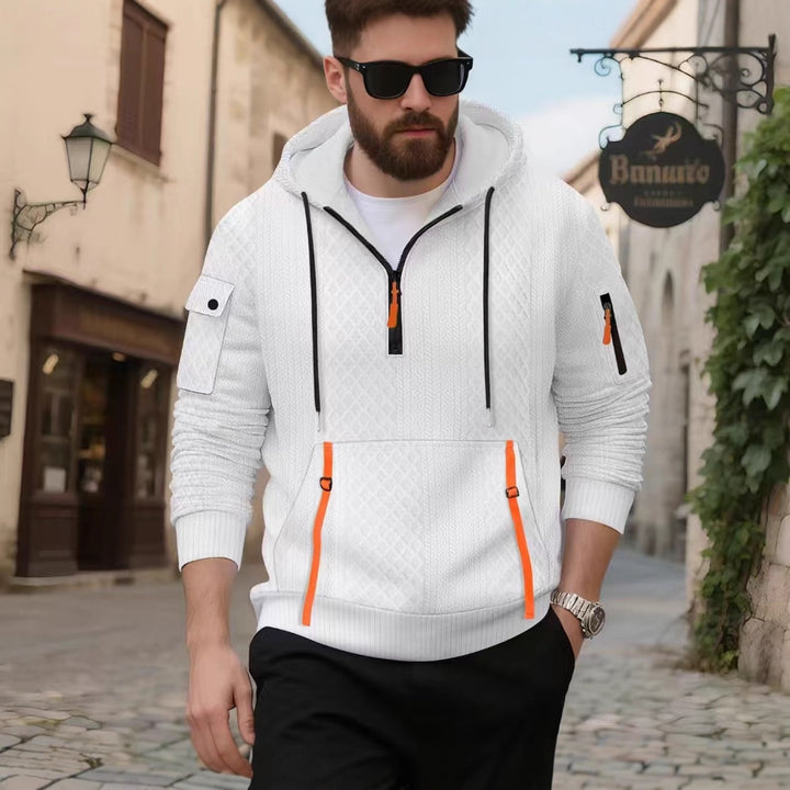 Herren sportlicher Kapuzenpullover mit strukturiertem Design und praktischen Reißverschlusstaschen Drune