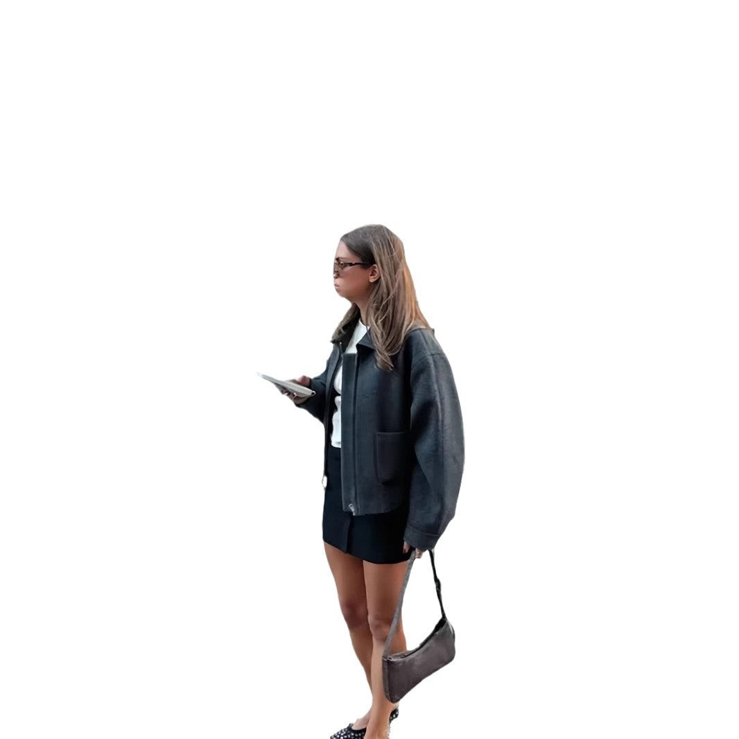 Damen lässige Oversize-Jacke mit praktischen aufgesetzten Taschen Drune