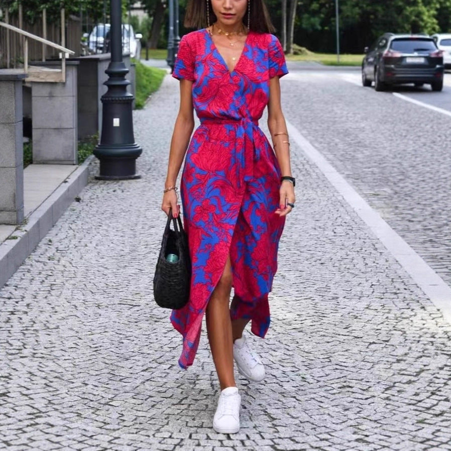 Damen Maxikleid mit Polka-Dots und seitlichem Schlitz Drune