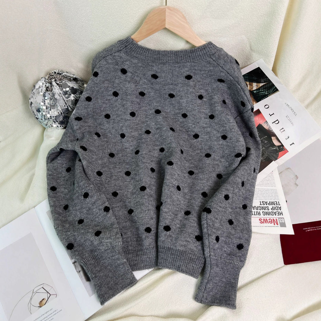 Damen moderner Pullover mit lebhaftem Punktedesign Drune