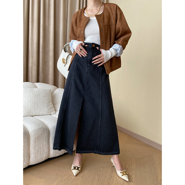 Damen Maxirock mit seitlichem Schlitz und hohem Bund Drune