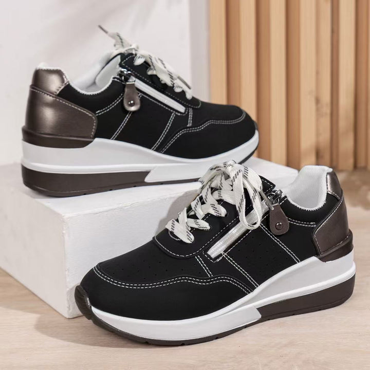 Damen Komfortable Sneakers mit modischem Reißverschluss und atmungsaktiver Sohle Drune