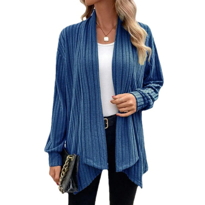 Damen Gestreifter Cardigan mit offenem Schnitt und langen Ärmeln Drune