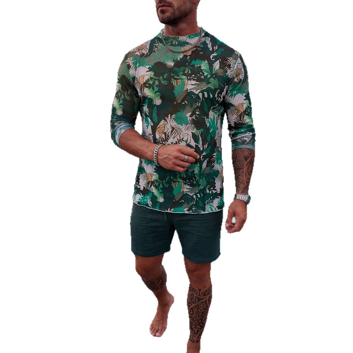 Herren Langarm-Badeoberteil mit floralem Design Drune