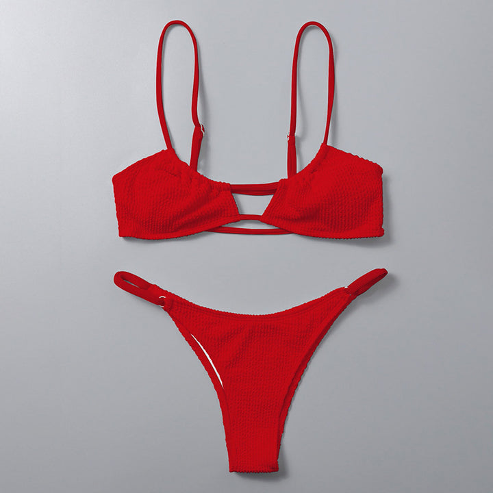 Damen Triangel-Bikini mit innovativem Schnitt und modischem Bindeband Drune