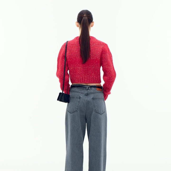 Damen modischer kurz geschnittener Pullover Drune