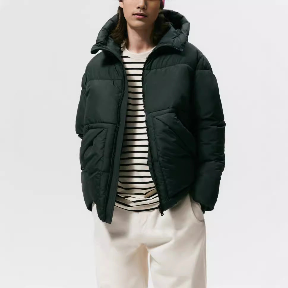 Herren gesteppte Winterjacke mit Kapuze und großzügigen Taschen Drune