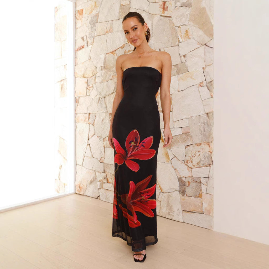 Damen Maxikleid mit floralen Details Drune