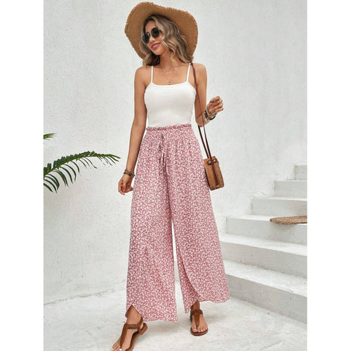 Damen weite Palazzo-Hose mit elastischem Bund und angesagtem Muster Drune