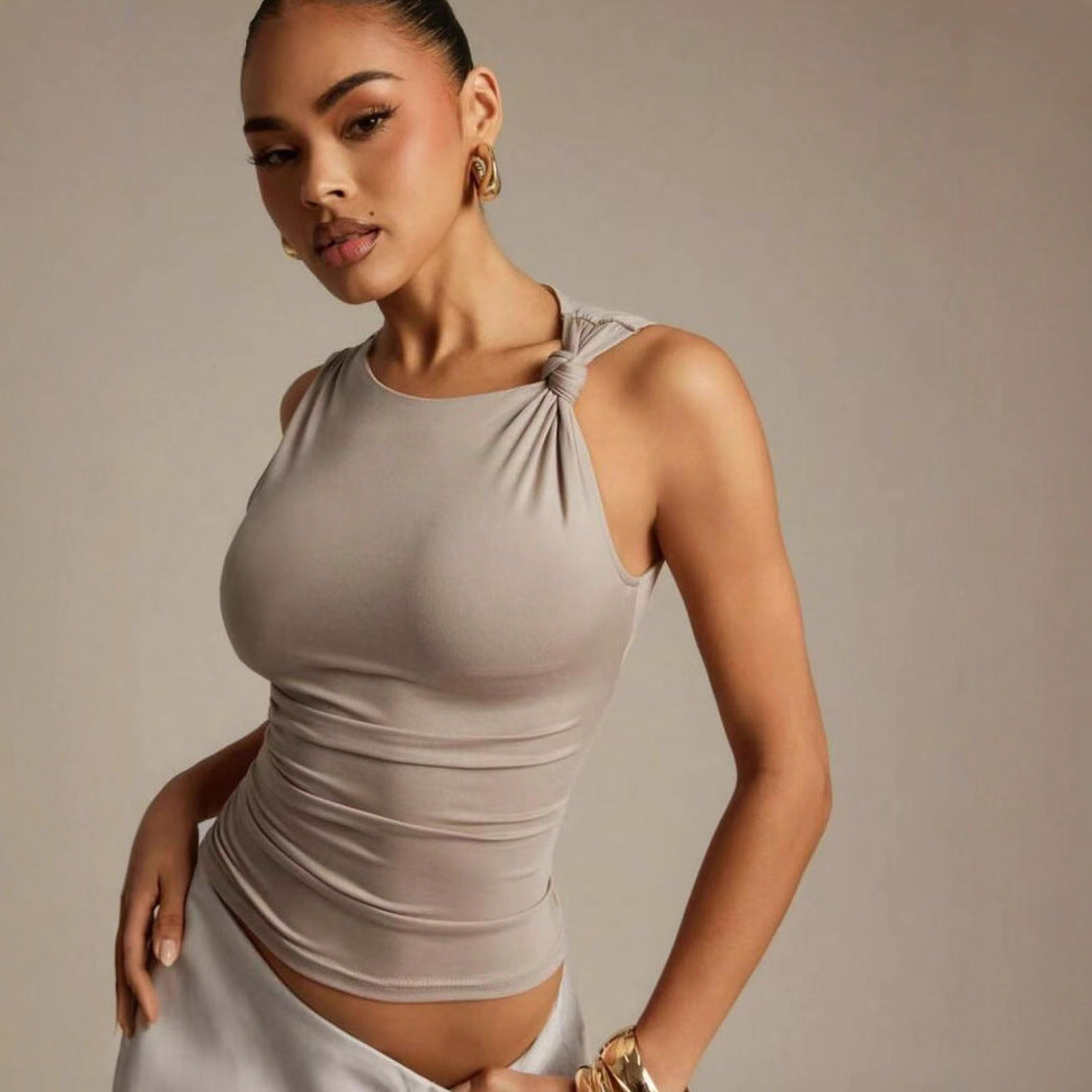 Damen Elegantes Oberteil mit Knoten-Detail und figurbetontem Schnitt Drune