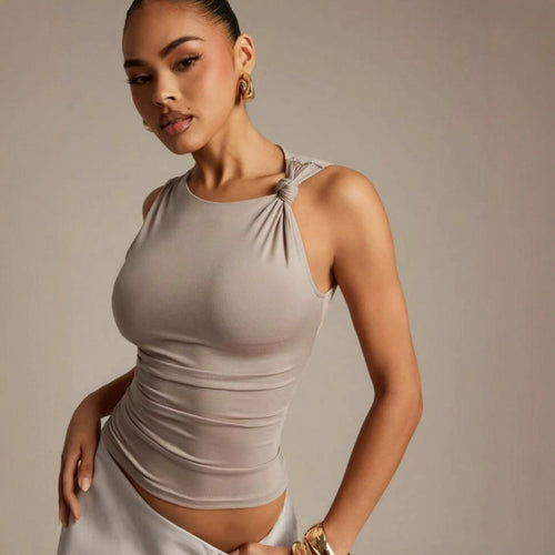 Damen Elegantes Oberteil mit Knoten-Detail und figurbetontem Schnitt Drune
