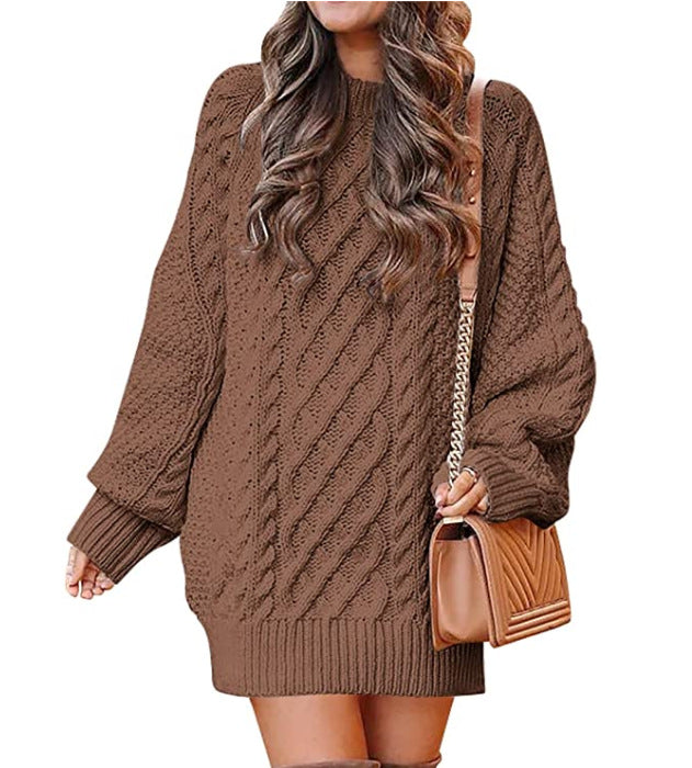 Damen Oversize-Strickpullover mit Zopfmuster Drune