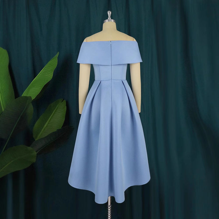 Damen A-Linien Kleid mit schulterfreiem Design und schwingendem Saum Drune