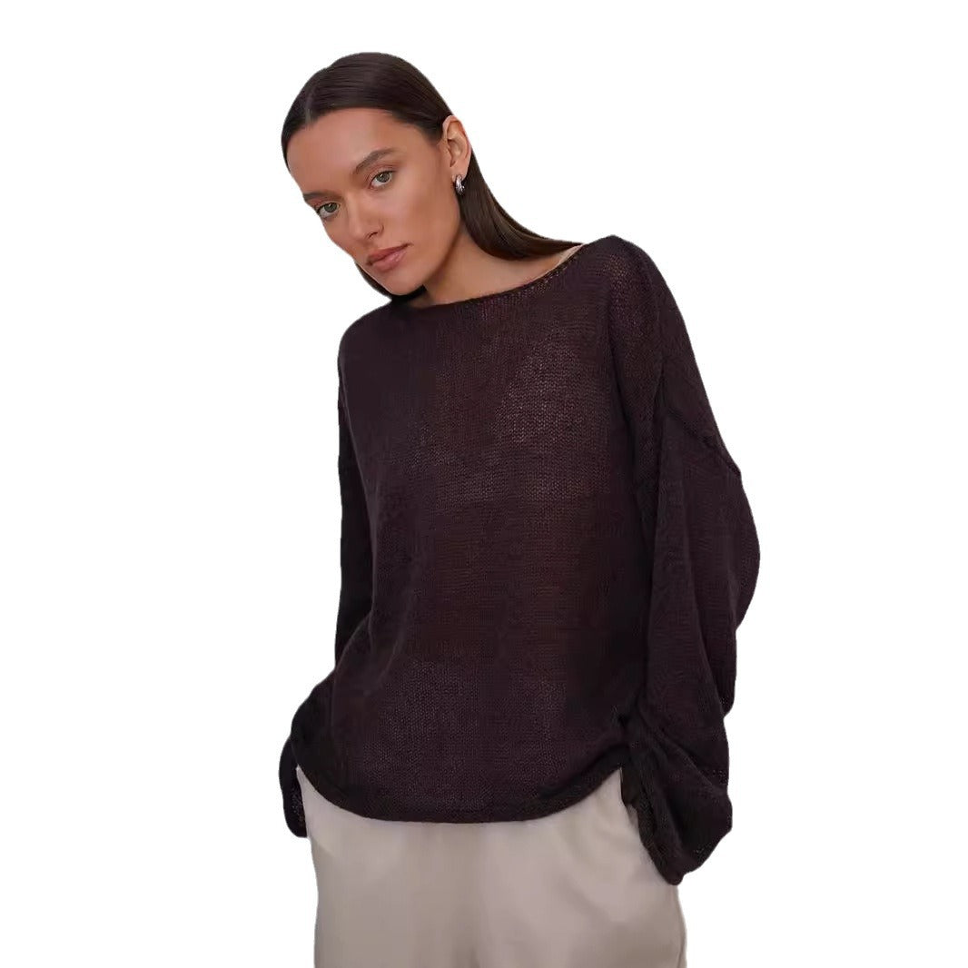 Damen Luftiger Strickpullover mit weitem Schnitt und lässigem Look Drune