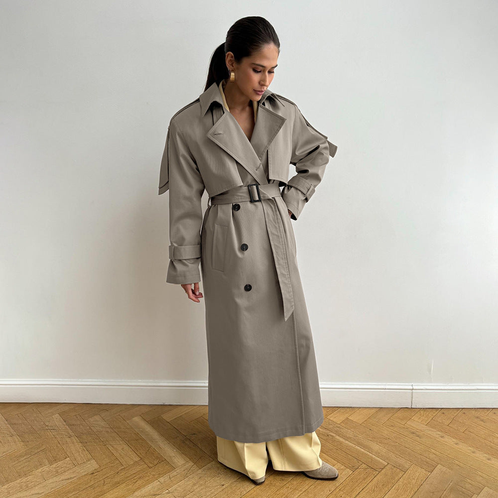 Damen Modischer Trenchcoat mit Gürtel und detailverliebtem Schnitt Drune