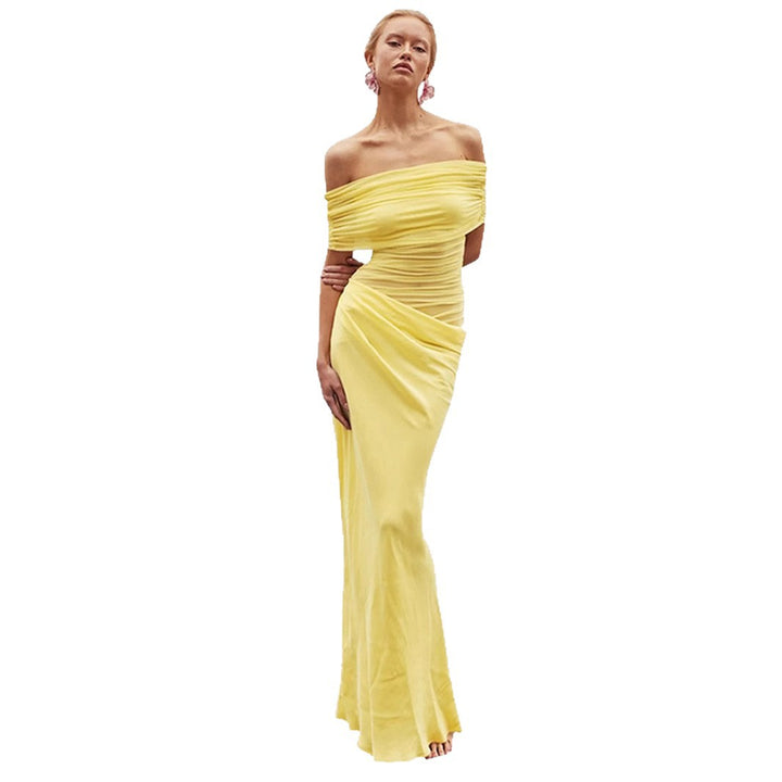 Damen Elegantes Wickelkleid mit Off-Shoulder Design und Drapierungseffekt Drune