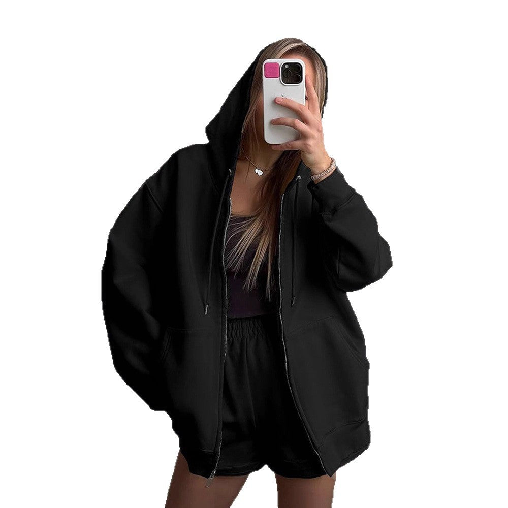 Damen bequeme Sweatshorts mit Oversized Hoodie Drune