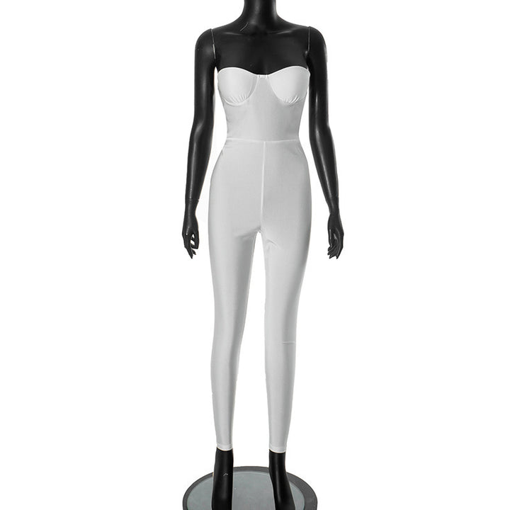 Damen figurbetonter Jumpsuit mit trägerlosem Design und elegantem Schnitt Drune