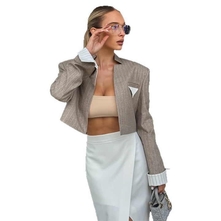 Damen modische Cropped-Blazer mit strukturierten Details Drune