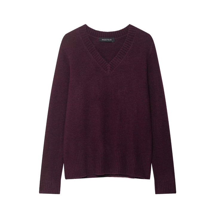 Damen Pullover mit V-Ausschnitt und weichem Material Drune