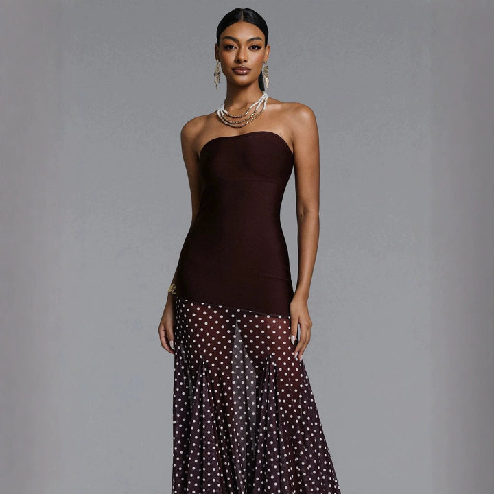 Damen Elegantes Stretch-Top mit transparentem Rüschenrock Drune
