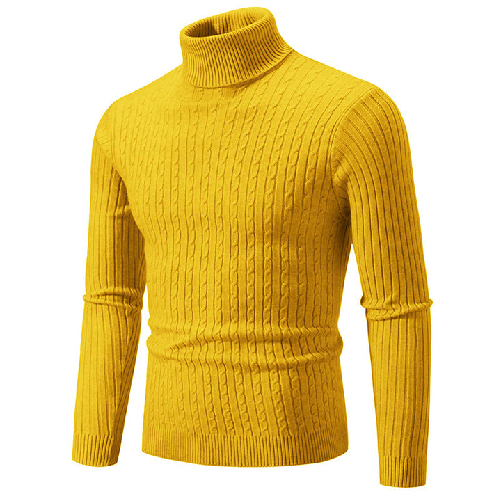 Herren Pullover mit hohem Kragen und strukturiertem Zopfmuster Drune