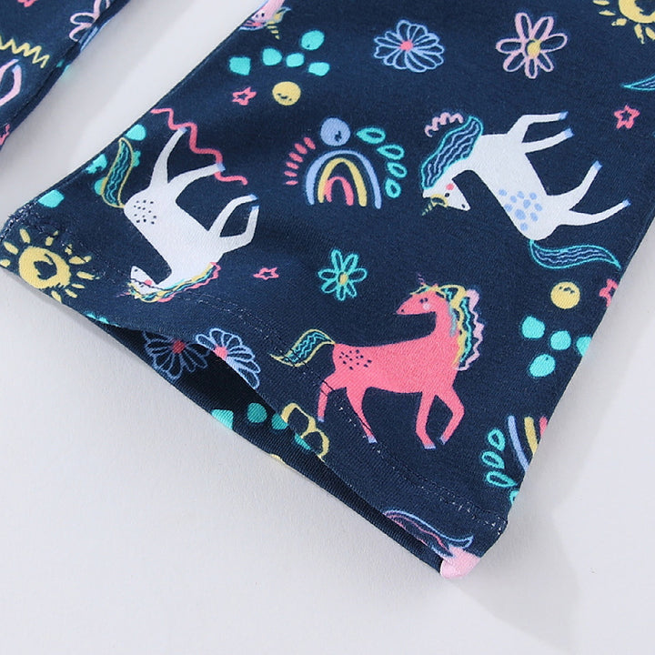 Mädchen Leggings mit verspieltem Einhorn- und Blütenmuster Drune