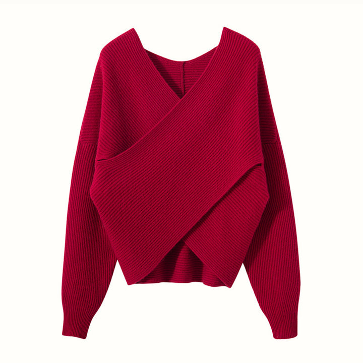 Damen Wickelpullover mit modernem Strukturdesign Drune