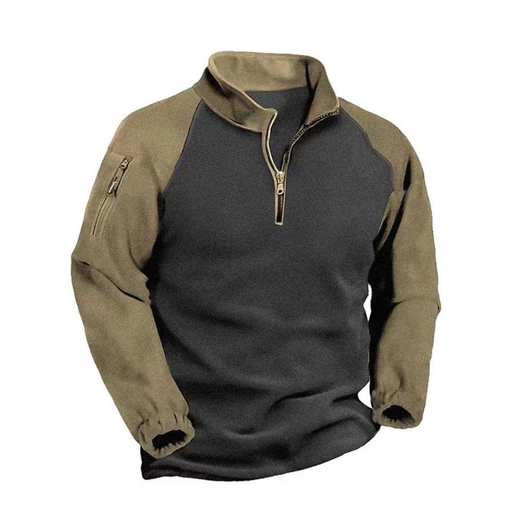 Herren Fleece-Pullover mit hohem Kragen und Stehkragen Drune