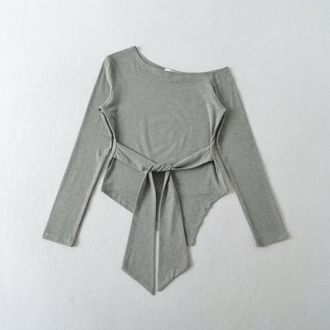 Damen Langarmoberteil mit eleganter Knoten-Detail Drune