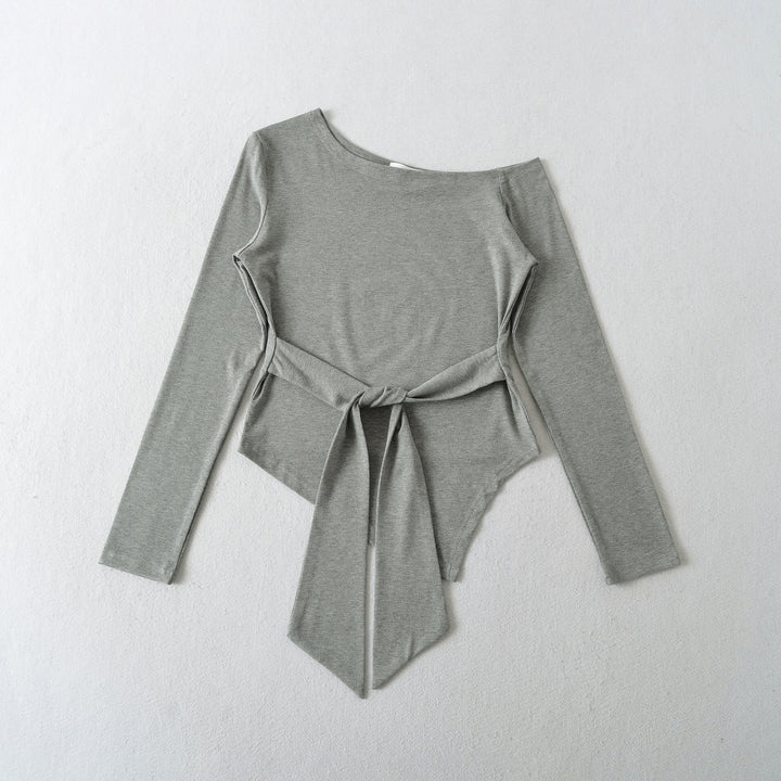 Damen Langarmoberteil mit eleganter Knoten-Detail Drune