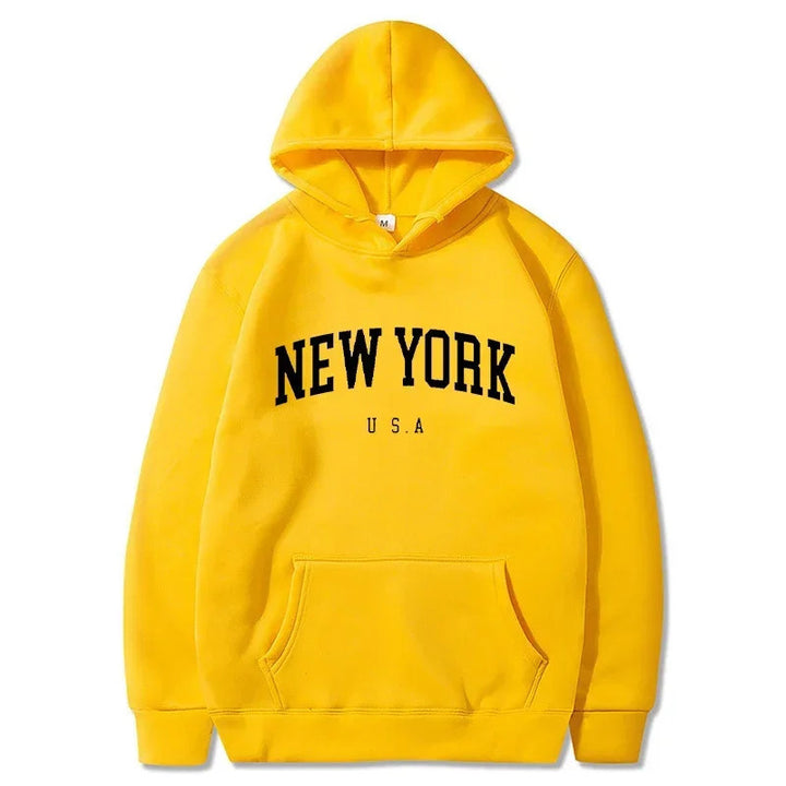 Damen Kapuzenpullover mit modischem New York Print und bequemer Passform Drune