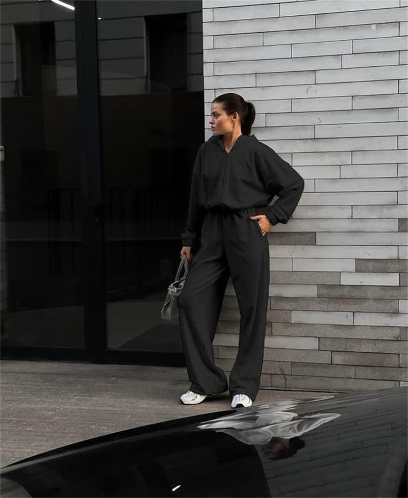 Damen Gemütlicher Fleece-Jumpsuit mit praktischen Taschen Drune