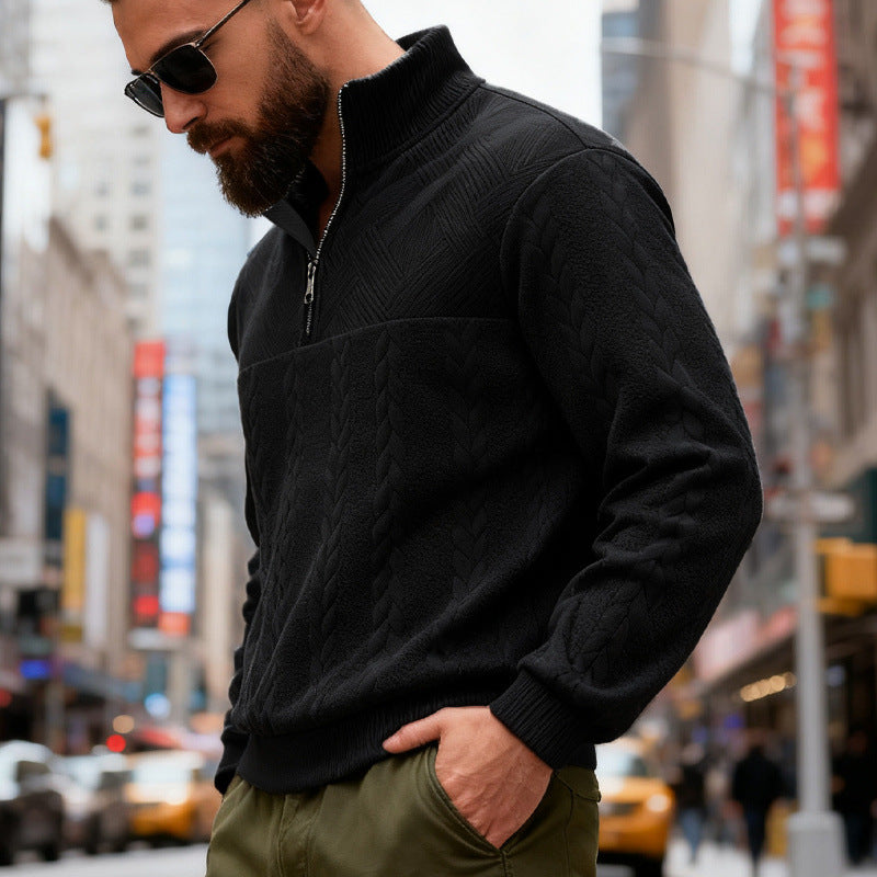 Herren Fleece-Pullover mit hohem Kragen und Reißverschluss Drune